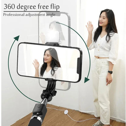 Wireless Bluetooth Selfie Stick Tripod Stand with Fill Light Remote Shutter Tripod For iPhone Samsung Xiaomi Live Phone Holder