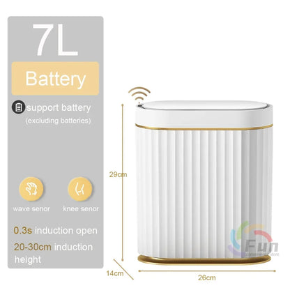 7L Automatic Sensor Trash Can for Kitchen Garbage Tin for Bathroom Light Luxury Family Living Room Cracks Smart Garbage Bin