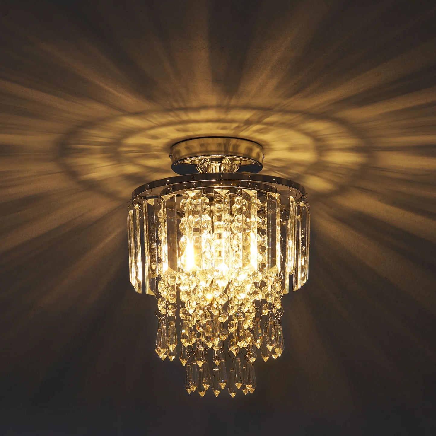 KOMORE Crystal Mount Ceiling Light 23cm /25cm / 30cm Dia for Living Room, Bedroom, Kitchen