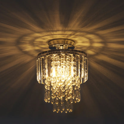 KOMORE Crystal Mount Ceiling Light 23cm /25cm / 30cm Dia for Living Room, Bedroom, Kitchen