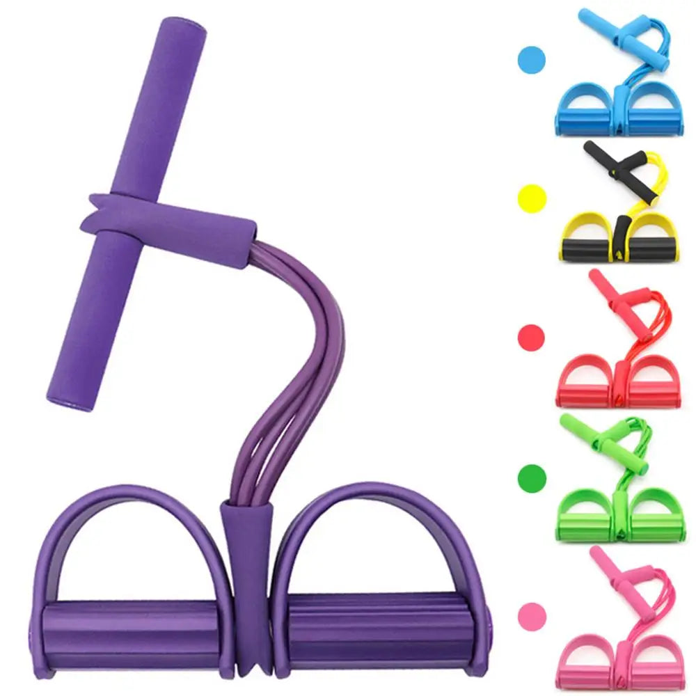 Fitness Resistance Bands-4 Tube Pedal Ankle Puller - Sit Up Leg Stretch Rope Exercise Bands , Stretching Workout Fitness Bands