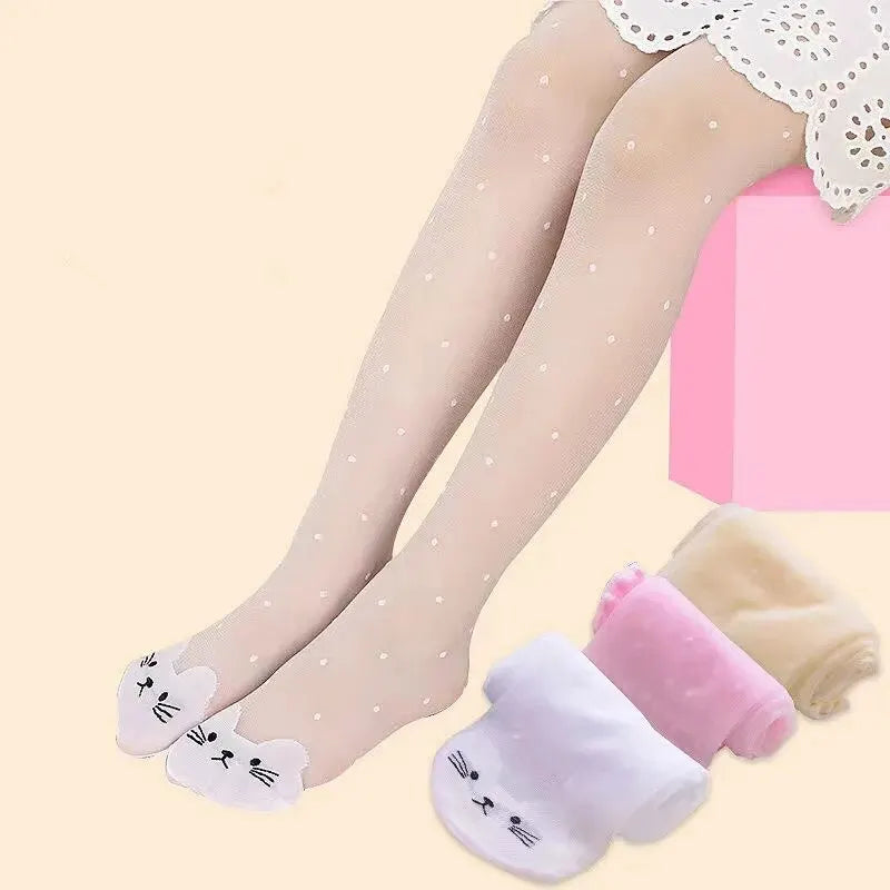 1/4Pcs/Lot Summer Spring Candy Color Cartoon Girls Pantyhose Ballet Dance Tights For Kids Stocking Children Velvet Pantyhose