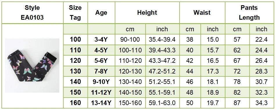 Girls Winter Leggings - Warm Plush Thickened Butterfly Print Pants for Kids