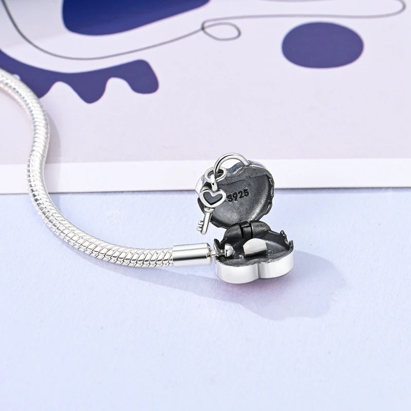 925 Sterling Silver Charm Bracelet - Leaf, Clover, Butterfly & Heart Design | 17-20cm Adjustable