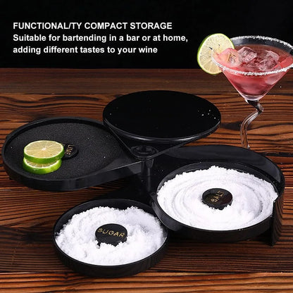 3-layer ABS Rotating Cocktail Seasoning Box, Bar Wine Accessories, Mixed Salt and Sugar Box, Bar Bartender Mixer Toolbox