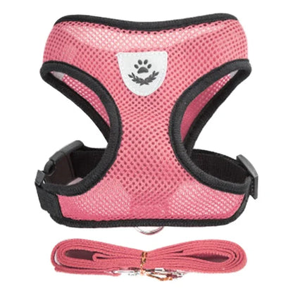 Premium Adjustable Cat & Dog Harness Vest with Leash - Breathable Mesh Pet Walking Collar for Small to Medium Pets