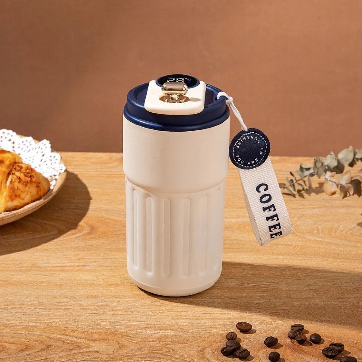 Travel Mug With Temperature Display, 304 Stainless Steel Vacumm Coffee Cups~