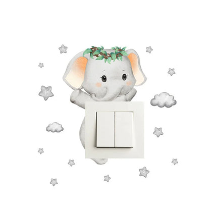 Cute Giraffe Bear Elephant Star Switch Sticker Kid Baby Bedroom Decoration Self-adhesive Home Decor Wallpaper Child Wall Decals