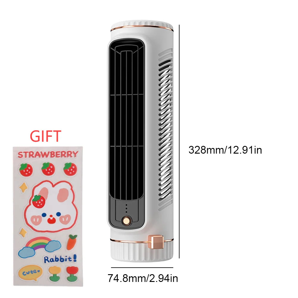 Desk Tower Fan USB Rechargeable Quiet Air Cooler Tabletop Air Conditioner Desktop Cooling Fan for Home Office Dormitory