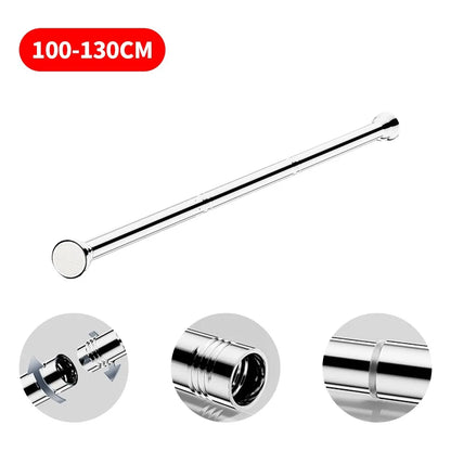 Telescopic Shower Curtain Extendable Wardrobe Rail Clothes Hanging Pole Rod