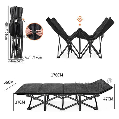 Cot Heavy-Duty Portable Camping Folding Sleeping Bed With Mattress