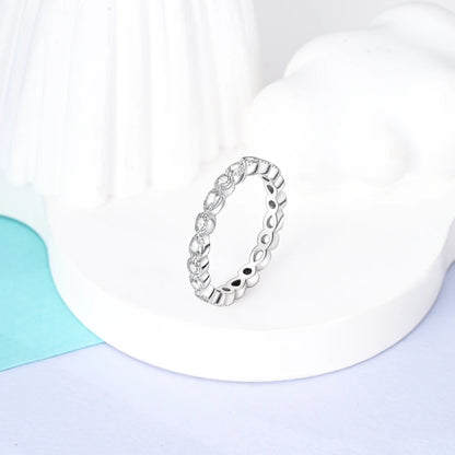 925 Sterling Silver Sparkling Zircon Ring - Classic Stackable Wedding Band for Women