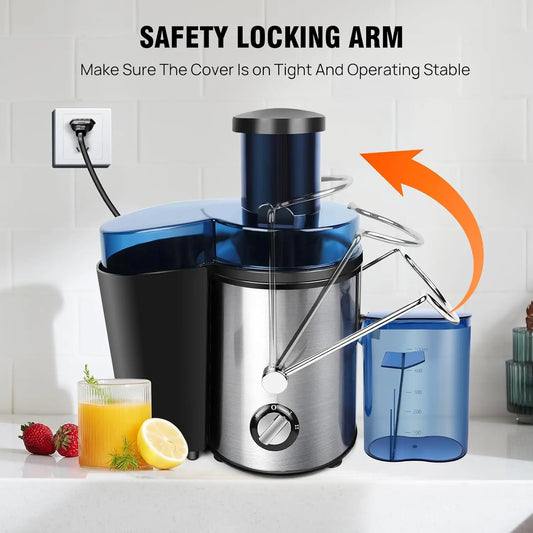 Entsafter, Saftpresse, Obst- und Gemüsesaftentferner, Kompakter Entsafter mit 3 Geschwindigkeitsstufen, 500 ml Fassungsvermögen, Tropfstopp