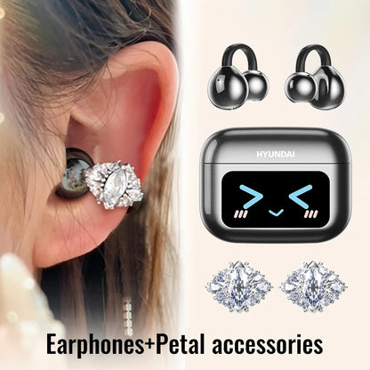 Choice HYUNDAI M100 Open Ear Gaming Earphones Sport Wireless Earbuds TWS Headset Hifi Sound Headphones With Mic For Android IOS