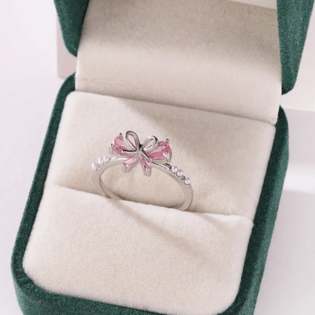 Pink Zircon Bow Heart Rings For Women Gold Plated 18K Plated Adjustable Heart Ring 2026 Trend Wedding Aesthetic Jewelry Gift