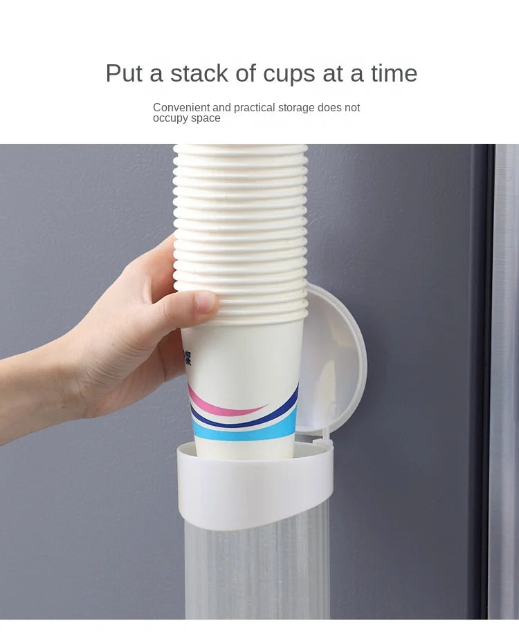 Disposable Paper Cup Remover Automatic Water Dispenser Cup Holder Home Punch-free Wall-mounted Cup Storage Rack