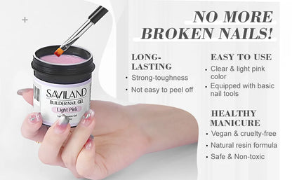 Saviland 100g Builder Nail Gel White Nude Pink Nail Extension Gel Multifunctional Nails Art Gel Polish Soak Off UV for Salon DIY