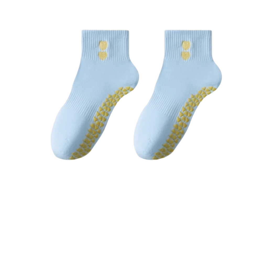 Pilates Socks with Grips for Women Cute Yoga Grip Socks Non Slip Cotton Ankle Sock for Yoga Barre Ballet