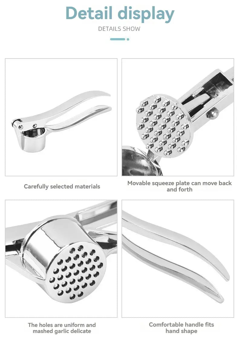 Garlic Press Anti-Skid Thickened Garlic Clip Multifunctional Zinc Alloy Stainless Steel Manual Pull Type Garlic Punch