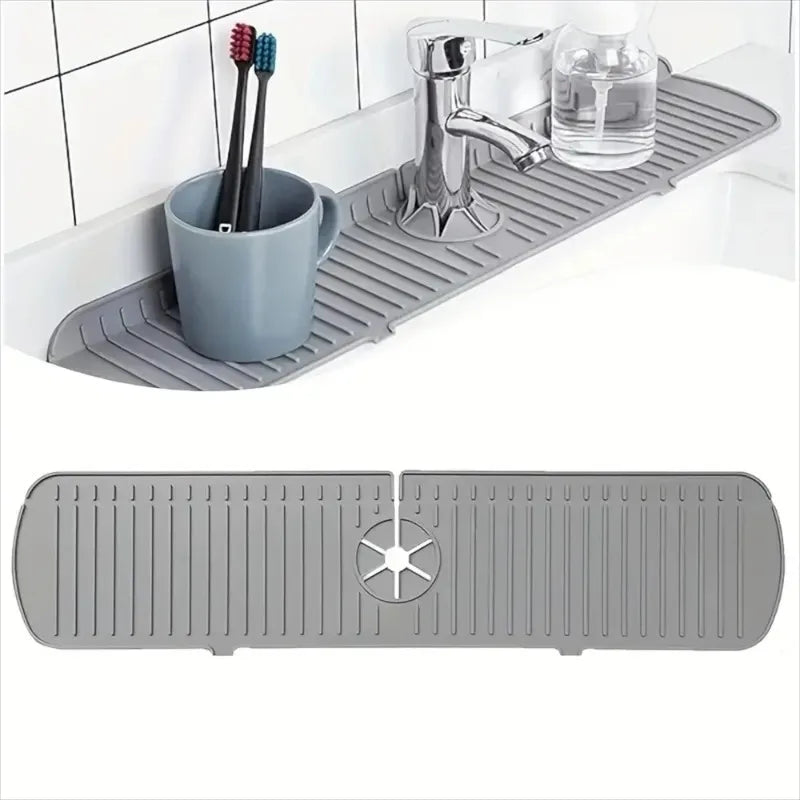 1pcs Silicone Faucet Water Catcher Mat Sink Splash Guard Anti Slip Spill Proof Drying Pad Kitchen Gadgets Home Sink Accessories