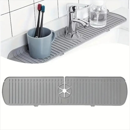 1pcs Silicone Faucet Water Catcher Mat Sink Splash Guard Anti Slip Spill Proof Drying Pad Kitchen Gadgets Home Sink Accessories