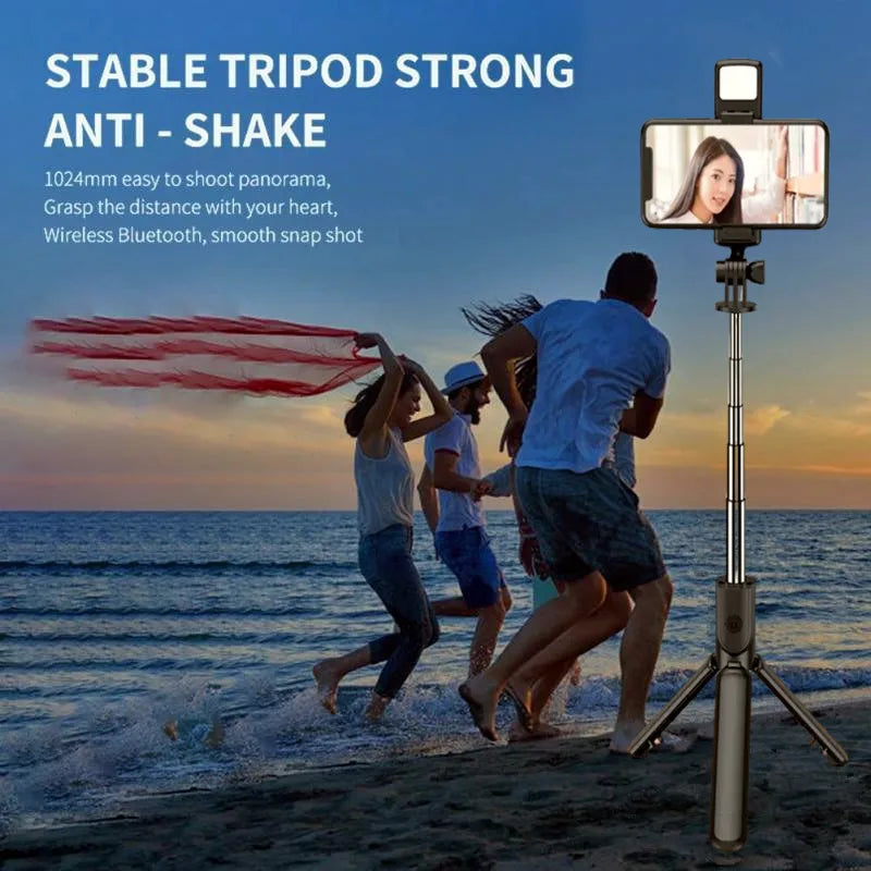 FGCLSY Selfie Stick Tripod with light Extendable Wireless Bluetooth Remote Portable Smartphone Stand Mount For iOS Android Phone
