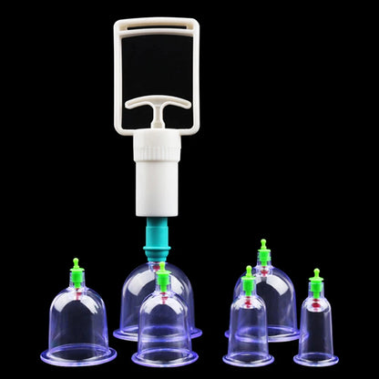 Vacuum Cupping Massage Kit w/ Pump Gun - 6 Suction Cups for Back, Body Therapy, Anti-Cellulite & Detox
