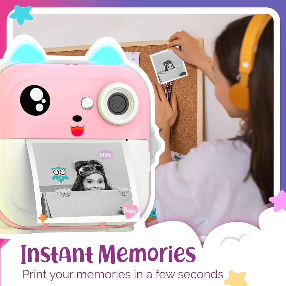 Children 1080P HD Digital Camera Toys Instant Print for Kids Thermal Print Camera Instant Print Photo Video With 32G Memory Card