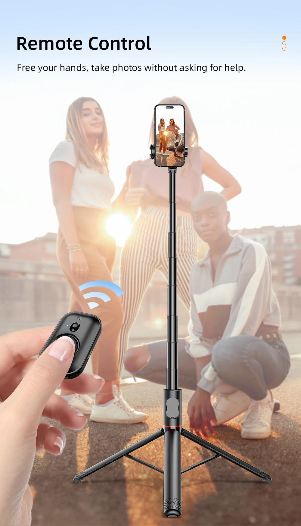 Selfie Stick with Wireless Bluetooth Remote, Portable 72 Inch Aluminum Alloy Selfie Stick Phone Tripod for iOS Android Cellphone