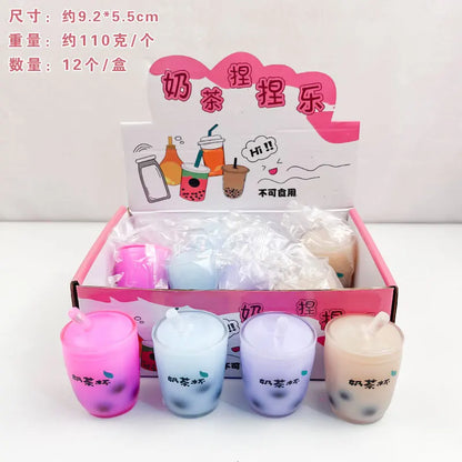 Summer Kawaii Squishy Big Milk Tea Cup Anti-Pressure Pinching Squeeze Kids Toy Fruit Cup Sensory Stress Relief Water Polo Gift