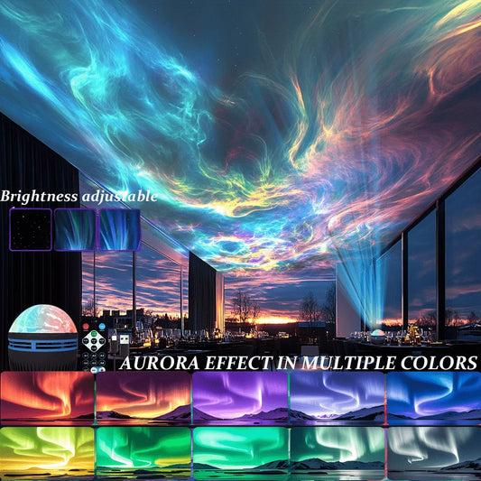 LED Starry Sky Galaxy Projector Ambient Light Aurora/Water Wave Night Light  Auto Rotate Remote 7 Color RGB USB Room Decor Light