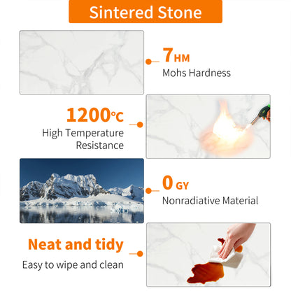 Modern Coffee Table Set, Round Nesting Table, Beech Wood, Sintered Stone and Glass, Set of 2 for Living Room Offoce