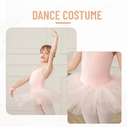 Girls Ballet Leotards Ballet Tutu Dress For Kids Dance Clothes With Skirt Gymnastics Dancewear Balleriana Clothes Short Sleeves