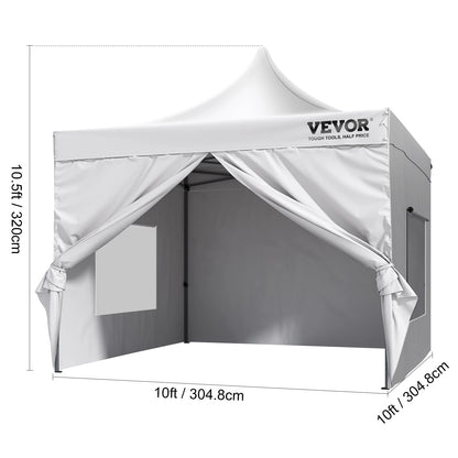 VEVOR 10x10 FT Pop up Canopy with Removable Sidewalls Portable Gazebo & Wheeled Bag  UV Resistant Waterproof Tent for Patio