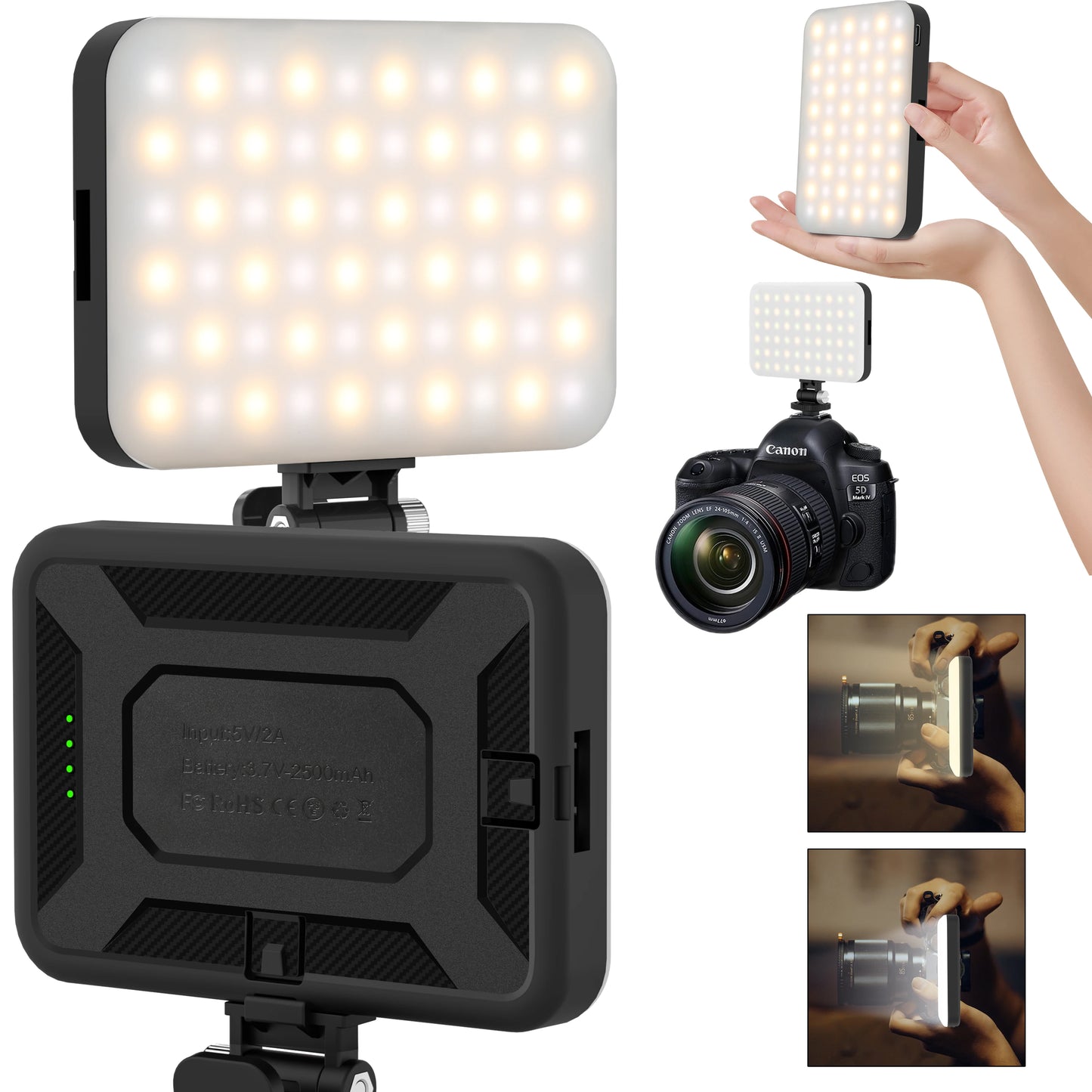 LED Selfie Light,60 LED Beads 2500mAh Rechargeable CRI 97+, 7 Light Modes,Portable Clip on Light for Phone Tablet Laptop TikTok