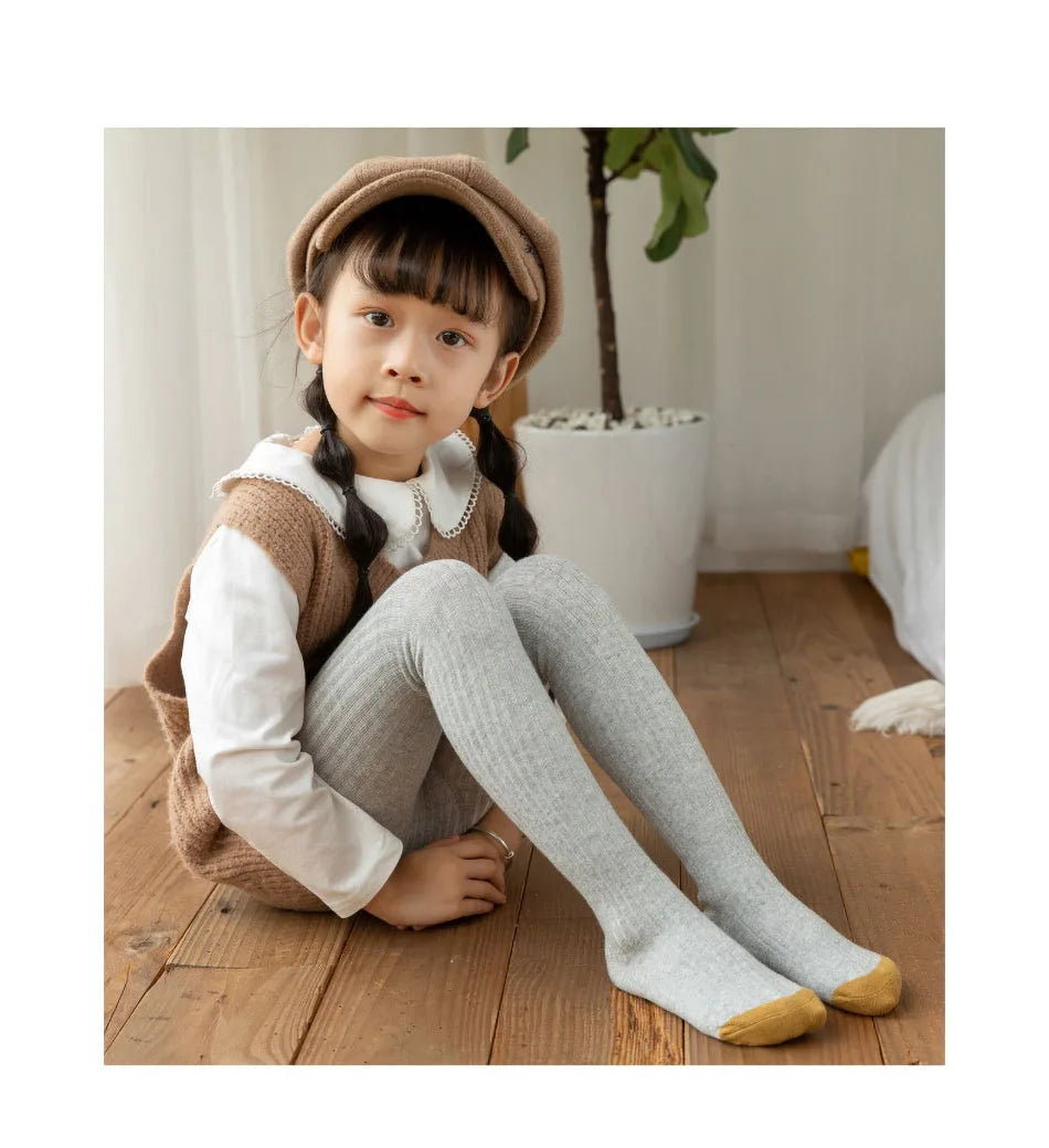 Baby Tights for Girl Spring Autumn Stockings Children Warm Pantyhose Kids Cotton Pants Candy Color Ribbed Girl Trousers 0-8 Year