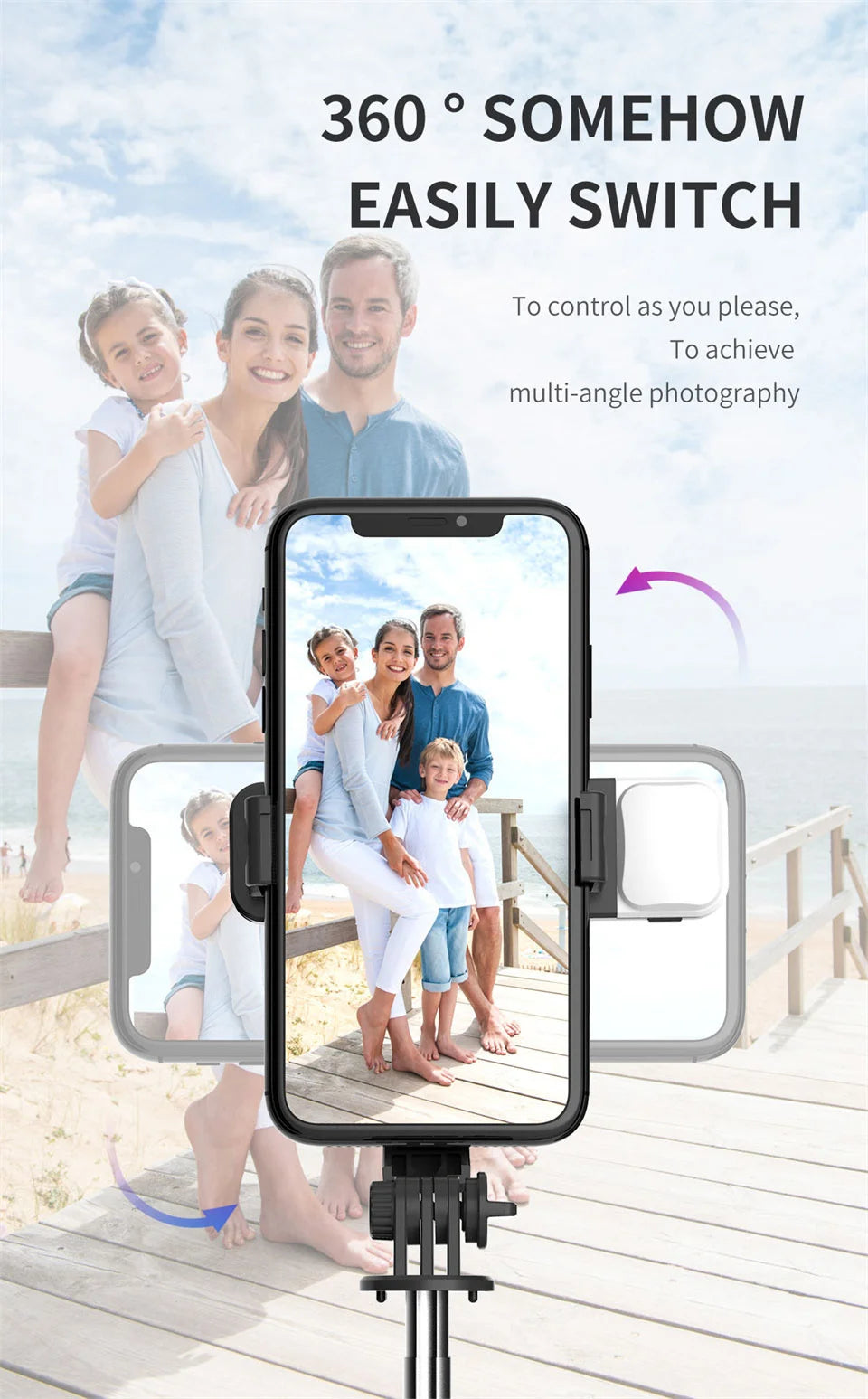 Portable Mini Selfie Stick Led Fill Light Foldable Tripod Phone Stand Holder Support Wireless Bluetooth Remote Control Shutter