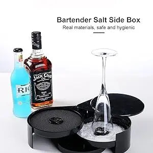 3-layer ABS Rotating Cocktail Seasoning Box, Bar Wine Accessories, Mixed Salt and Sugar Box, Bar Bartender Mixer Toolbox