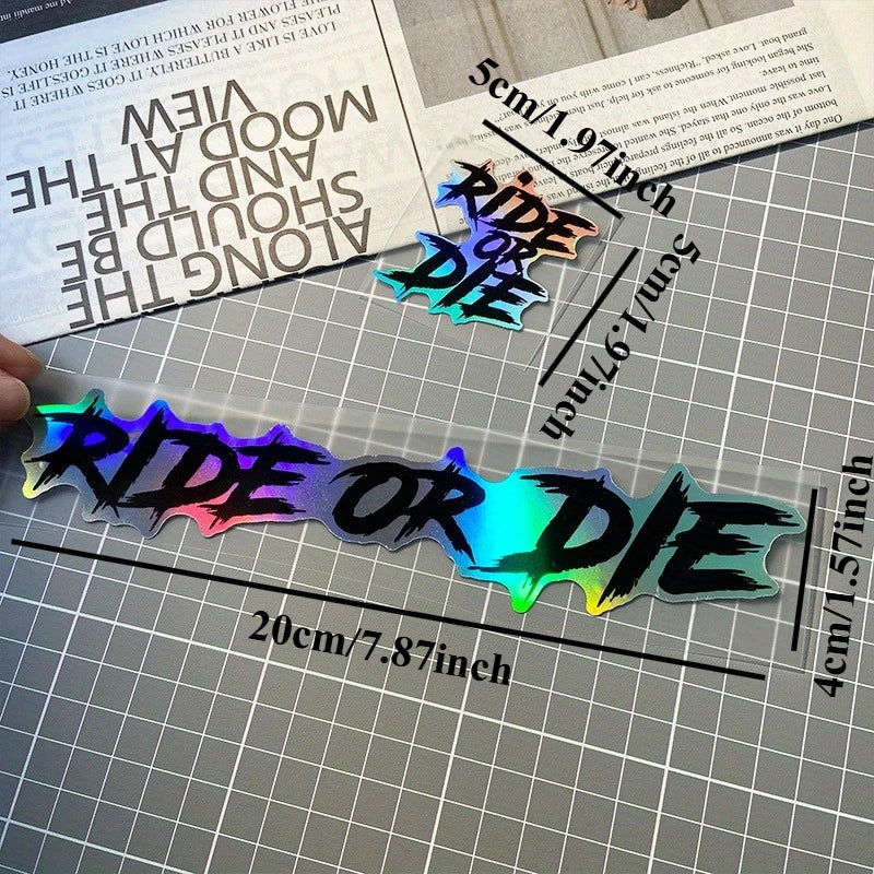 2PCS RIDE OR DIE Motorcycle Stickers Waterproof for Motorbike Helmet DIY Road Bicycle Top Tube Frame Self-adhesive Vinyl Decals