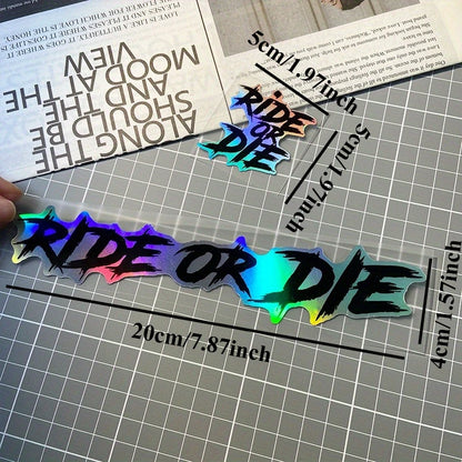 2PCS RIDE OR DIE Motorcycle Stickers Waterproof for Motorbike Helmet DIY Road Bicycle Top Tube Frame Self-adhesive Vinyl Decals