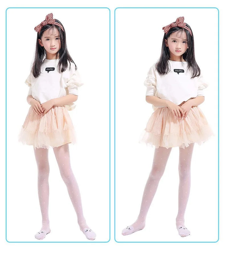 1/4Pcs/Lot Summer Spring Candy Color Cartoon Girls Pantyhose Ballet Dance Tights For Kids Stocking Children Velvet Pantyhose