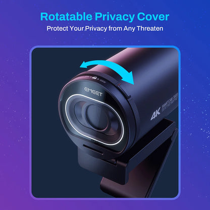 4K Webcam 1080P 60FPS Autofocus Streaming Web Camera EMEET S600 Living Stream Camera With Mics&Privacy Cover for Tiktok/YouTube