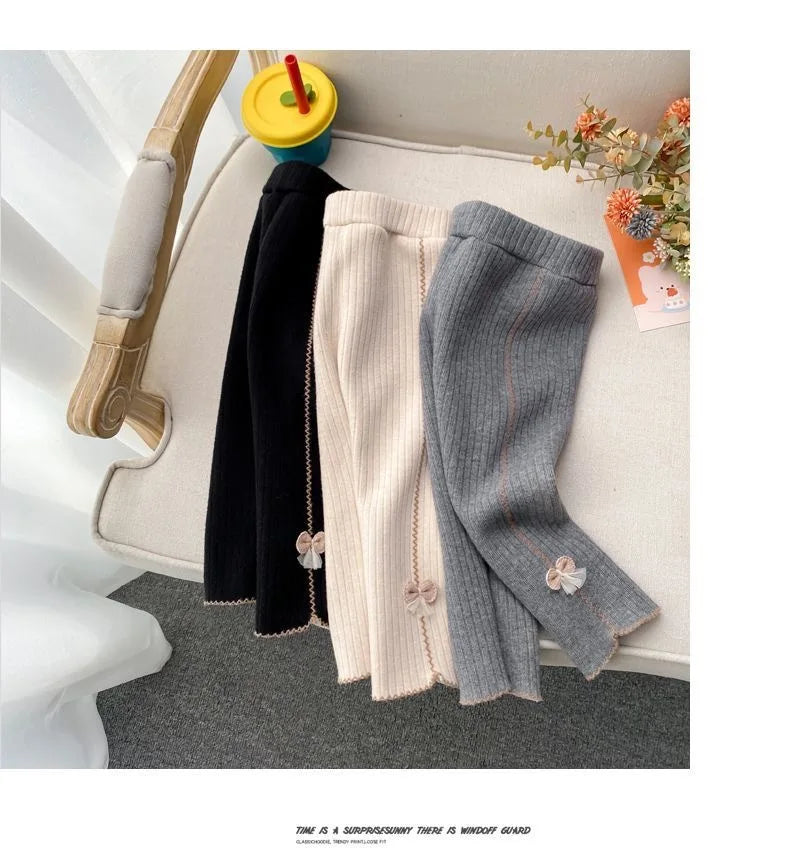 Girls with fleece leggings small children fall and winter thickened one body fleece outside wearing pants baby warm pantyhose