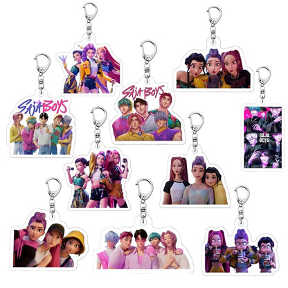 Kpop Demon Hunter Hanging Keychains Heart Necklace Bracelet Set Kpop Huntrix Character Pendant Accessories Fans Party Favor Gift