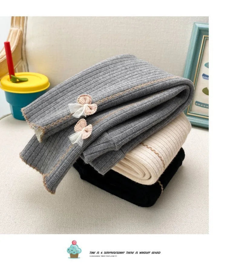 Girls with fleece leggings small children fall and winter thickened one body fleece outside wearing pants baby warm pantyhose