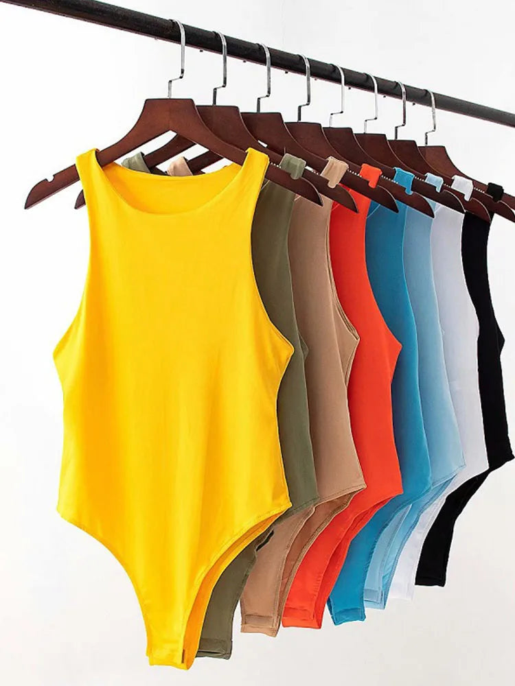 2025 summer solid sexy bodycon women bodysuits female 8 color green slim casual bodysuit chic lady club short playsuits femme
