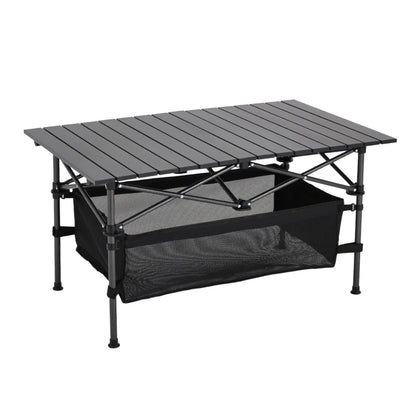 【Breeins】Aluminum Roll-Top Foldable Camp Table with Mesh Shelf