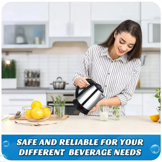 2L 220V Stainless Steel Electric Kettle Silver Black Base Separation Desion Rust-resistant Durable for Home During Travel NEW