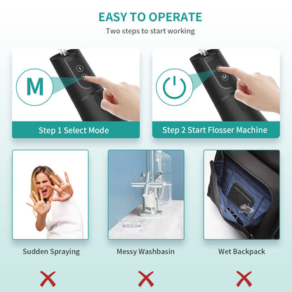 Mouth Washing MachineFloss,Oral Irrigator Portable Water Flosser Rechargeable 5 Modes 400ML Dental Water Jet for Cleaning Teeth