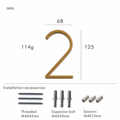Nurlin 5 inchs 125mm Luxury Address Big House Numbers Modern Gold Black Silver Floating Signage Outdoor Digits Mailbox Sign